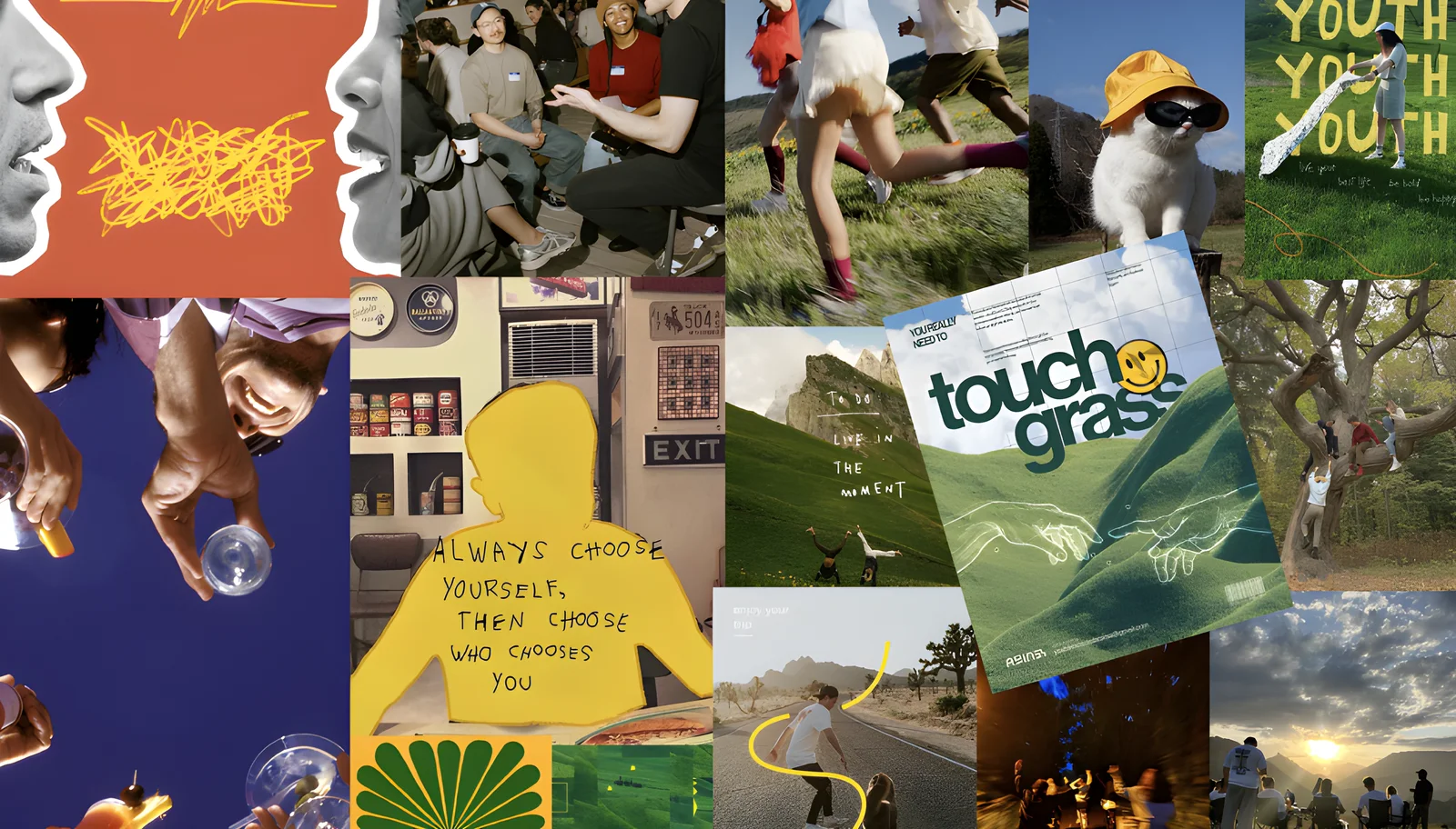 NEXT moodboard met jeugdige fotografie, handgetekende accenten en warme kleuren